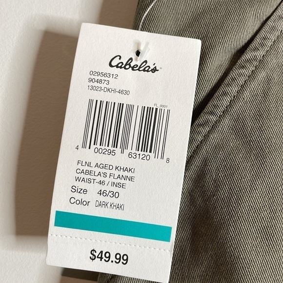 SOLD Cabela’s | Men’s Flannel Lined Khaki Pants Size Big & Tall 46x30 NWT - Picture 2 of 7